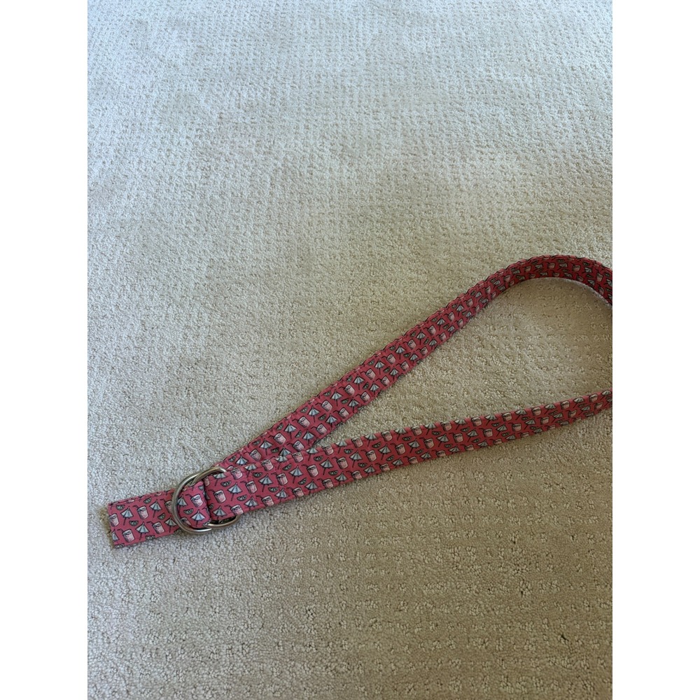 Vineyard Vines Belt Womens L Pink D-Ring Summer Drink Print Cotton Umbrella